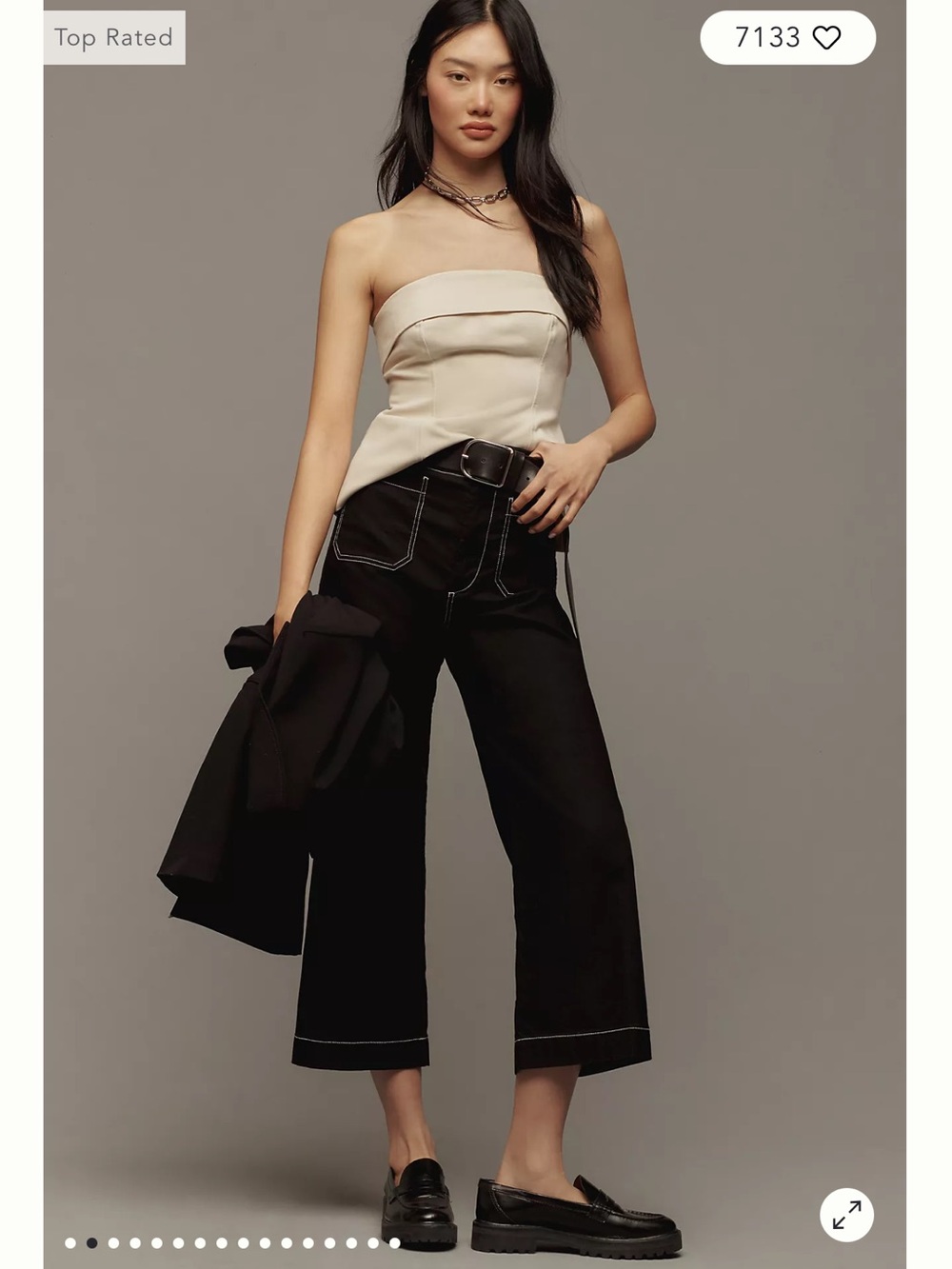 Mauve Colette Crop Wide Leg Pant in Black with Contrast Stitching Size 33T